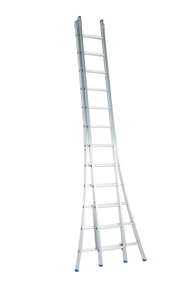 Echelle coulissante / 2 x 12 échelons, pieds évasés, transformable Solide