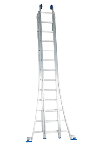 Echelle coulissante / 3 x 12, pieds évasés, transformable, roulettes de façade, pieds évasement Solide